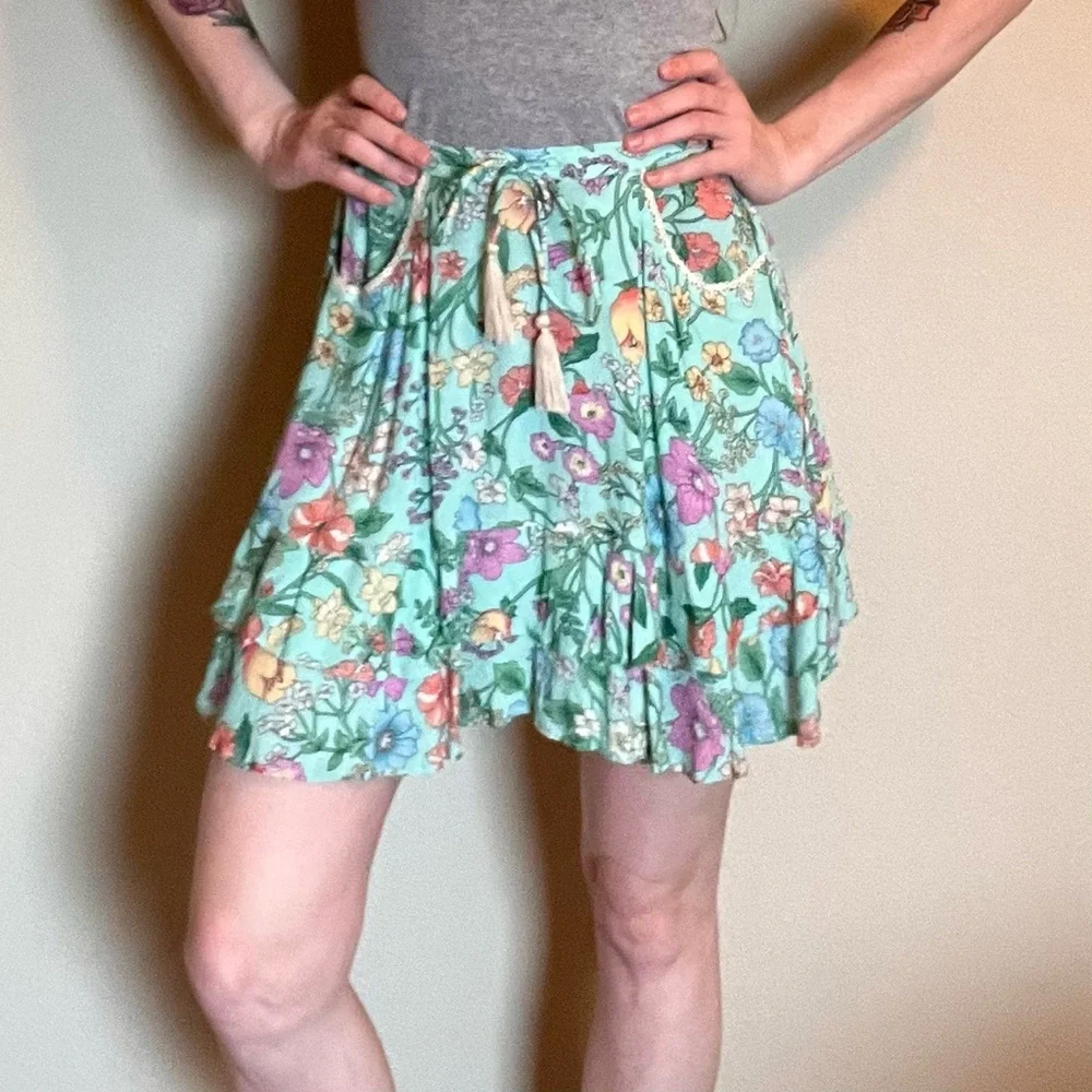 Spell Byron Front-Tie Floral Skirt w/ Pockets - Picture 1 of 4